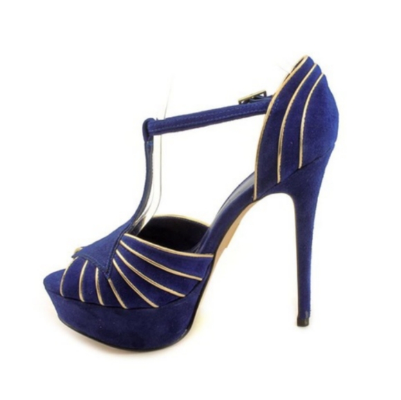 Shoes - Truth or Dare by Madonnna Velvet T-Strap Platform Heels